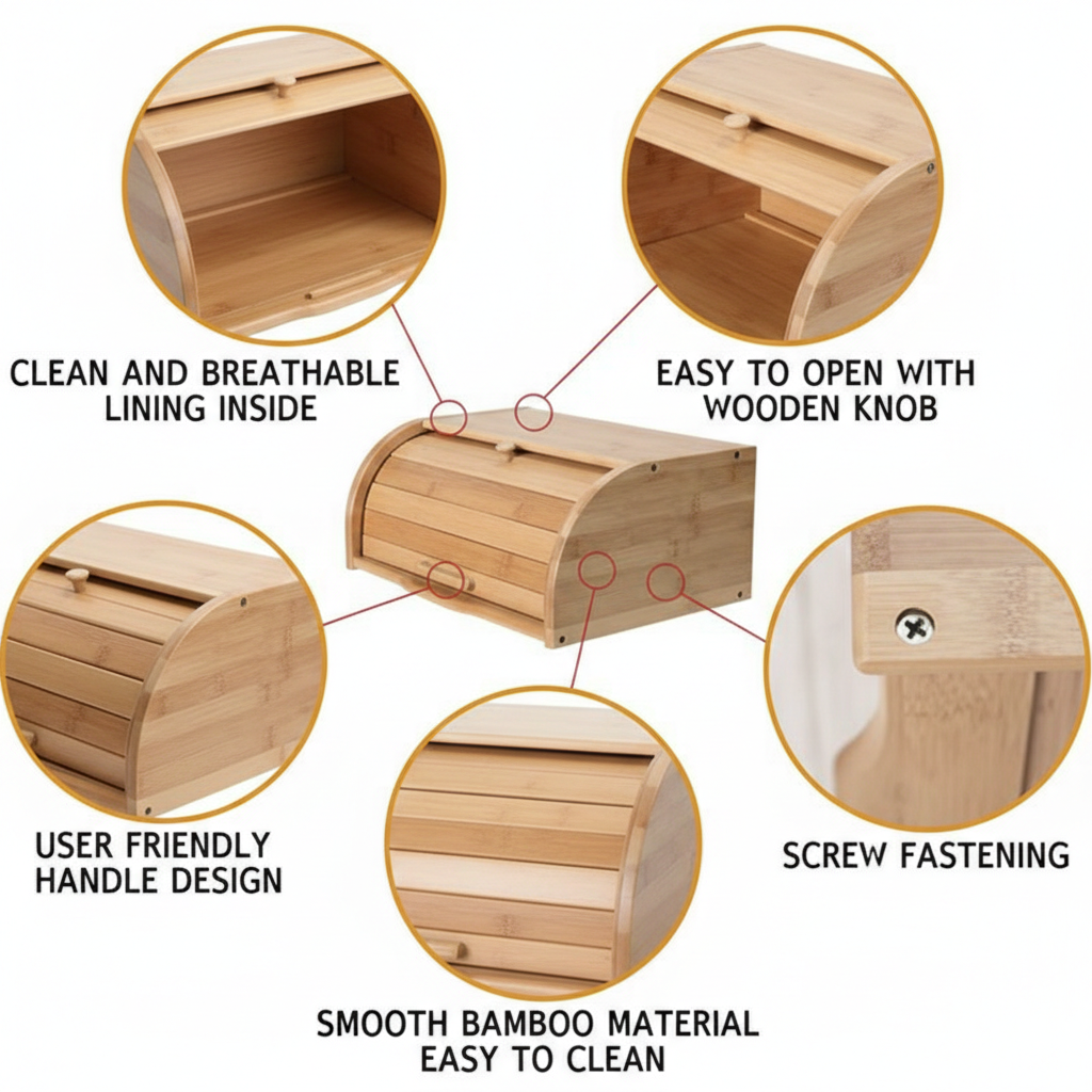 Classic Bamboo Roll-Top Bread Box
