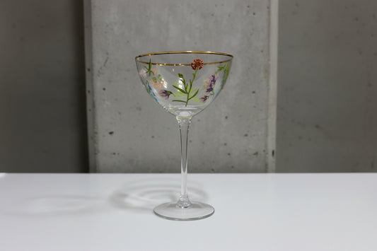 Gold-Rimmed Floral Garden Coupe Set – 2 Piece