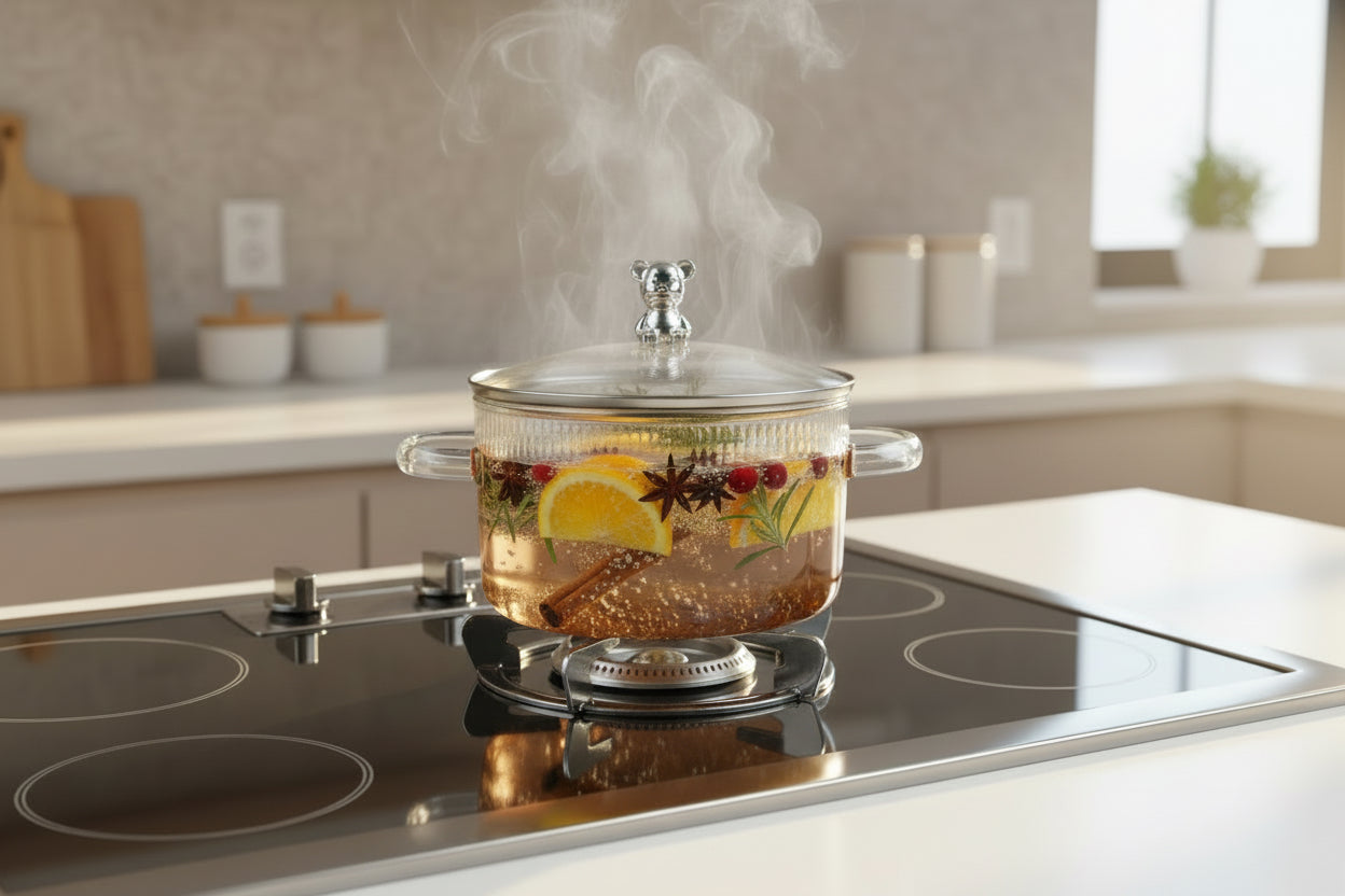 Little Bear Ribbed Glass Simmer Pot – Heat-Resistant Borosilicate