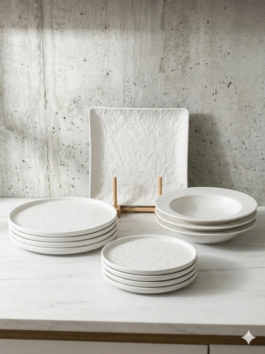 Artisanal Touch 16-Piece Textured Stoneware Dinner Set