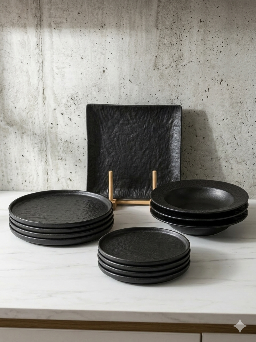 Artisanal Touch 16-Piece Textured Stoneware Dinner Set