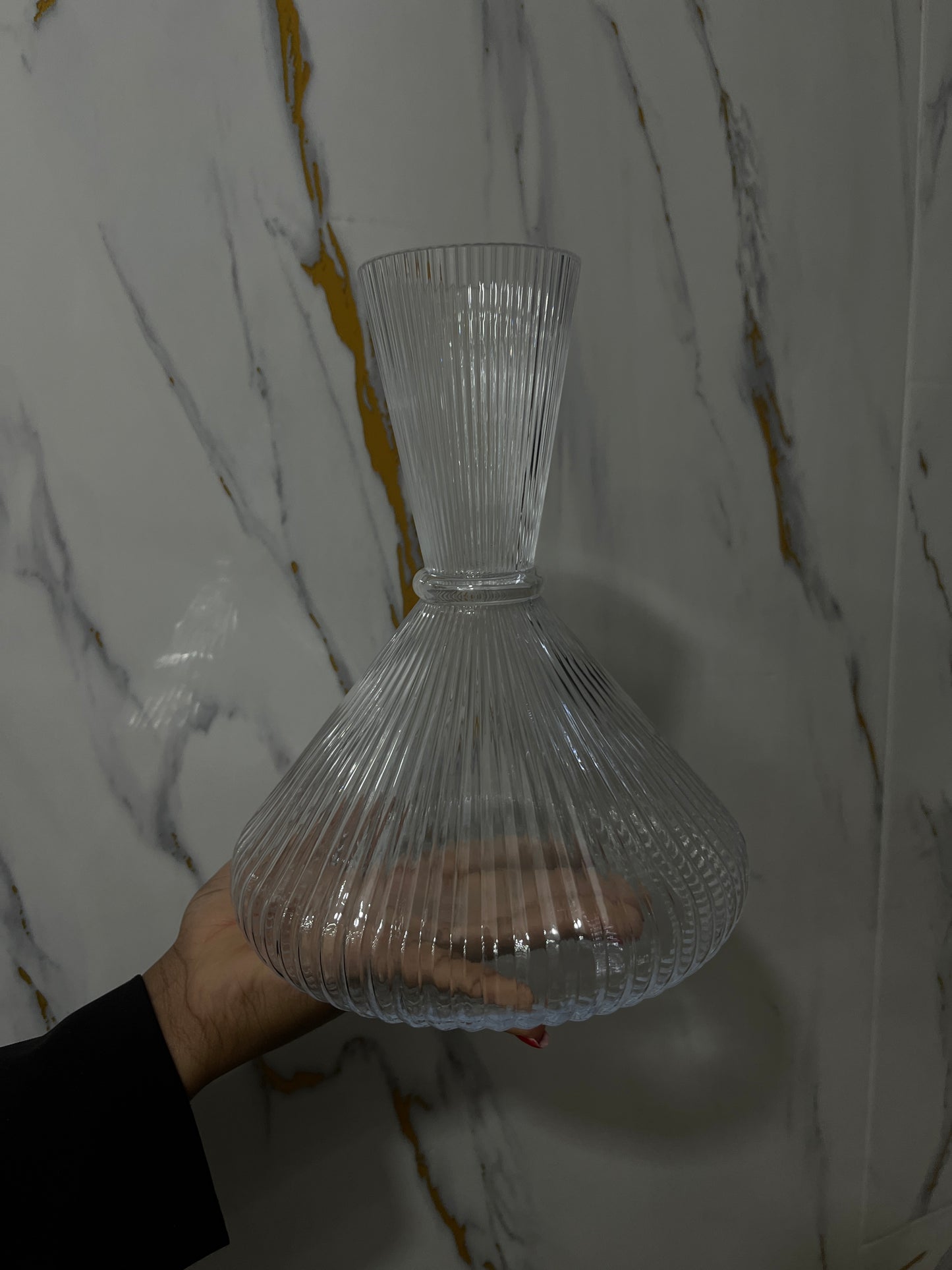 Art Deco Ribbed Glass Carafe & Tumbler Set – 7-Piece Beverage Collection