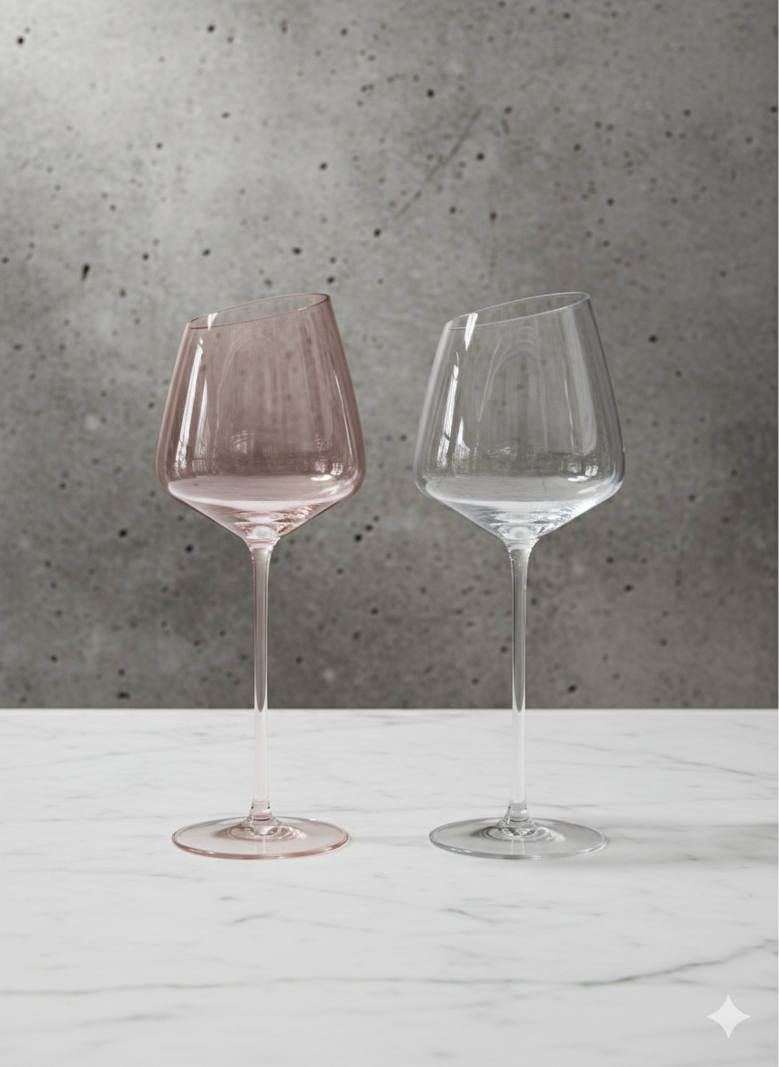Ultra-Modern Slanted Rim Wine Glass Set – 2 Piece