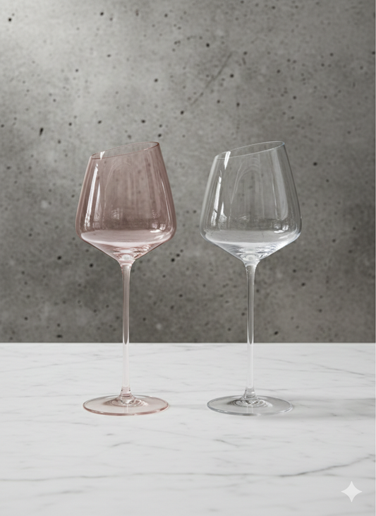 Ultra-Modern Slanted Rim Wine Glass Set – 2 Piece