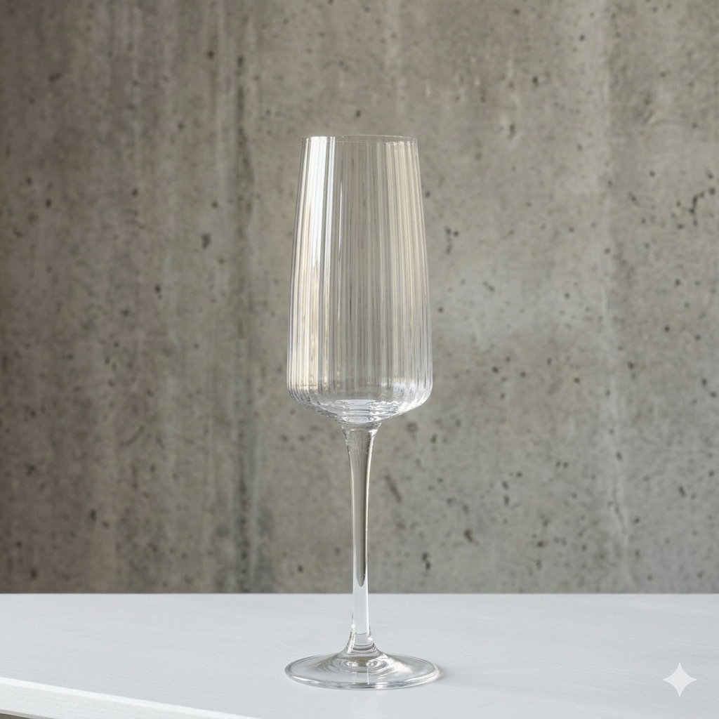 Modern Linear Ribbed Champagne Flutes – Set of 2