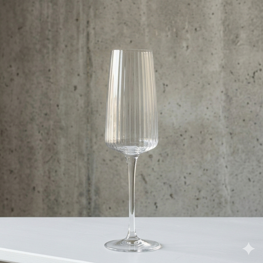 Modern Linear Ribbed Champagne Flutes – Set of 2