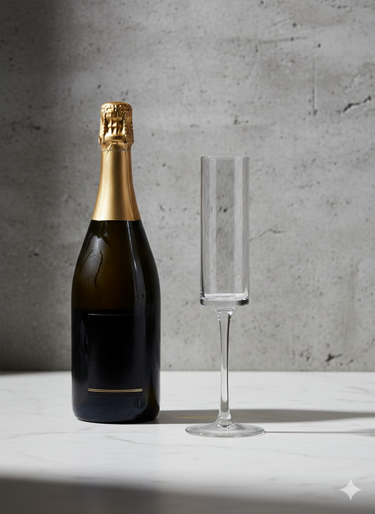 Modern Square-Bottom Champagne Flutes – Set of 6